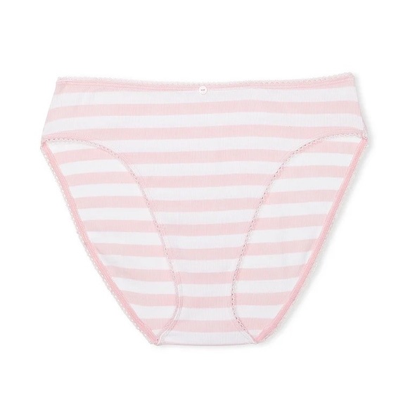 Victoria's Secret Ribbed Stretch Cotton High-Leg Brief Panty Pink Stripe L NEW - Picture 2 of 6
